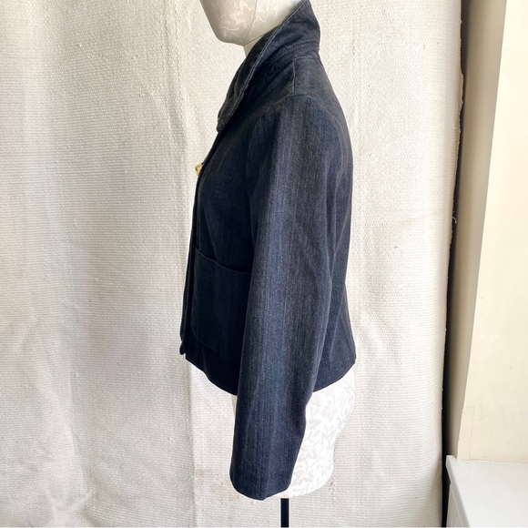 3.1 Phillip Lim M Stretch Denim Blazer Grey Black Casual Jean Jacket Spring Fall - Picture 4 of 10